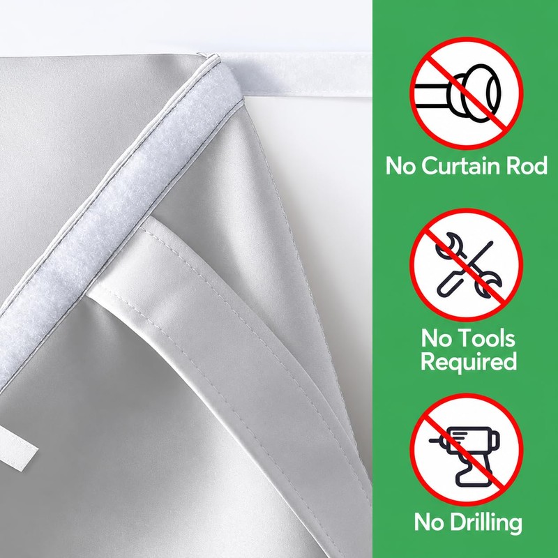 YedZen Blackout French Door Blinds, 86x173cm No Drilling＆Stick ON
