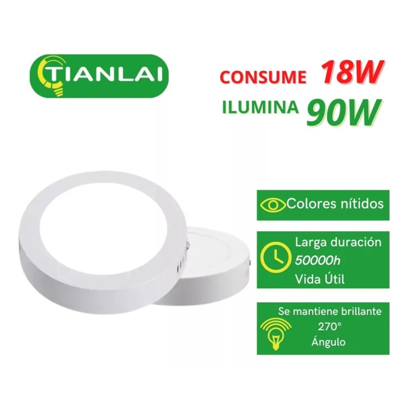 Tianlai Lampara Led De Sobreponer 18w Plafón Pack 10 Piezas