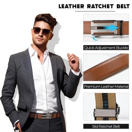 BELTROAD Mens Belt, Men's Ratchet Quick Buckle Belt, Leather Belts for Men Jeans, Formal and Dresses