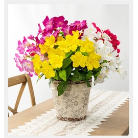 2 Pcs Artificial Azalea Flowers for Outdoors Faux Azalea Bushes Silk Flowers Greenery Artificial Azaleas Bouquet for Patio Lawn Garden Decoration (Rose Red)