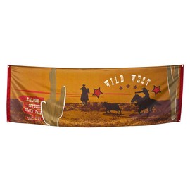 Boland 54310 - Striscione Wild West, 1 pezzo, dimensioni 220 x 74 cm, saloon, selvaggio West, cowboy, indiani, decorazione da parete, decorazione, festa a tema, compleanno, carnevale, ghirlanda