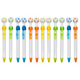 LimCryspp 12 Pcs Cute Soccer Ballpoint Pens,0.7mm Black Ink Retractable Football Pens for Home (12)