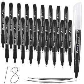 Ultra Fine Point Permanent Black Marker, 18 pack Permanent Markers, Permanent Markers Ultra Fine Tip 0.4 mm Tip, Waterproof & Fade-Proof Ink, Quick Drying, Writing on Paper, Plastic, Metal, Glas