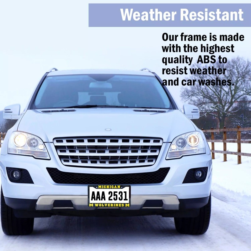 EliteAuto3K Michigan Wolverines License Plate Frame Cover – Black &