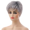 AIYLMZ Short Grey Wigs with Pixie Cut and Fringe for