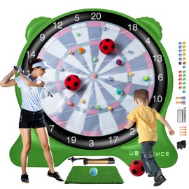UBALANCE Giant Inflatable Dart Board for Adults, 6ft Outdoor Yard Games with 26 Sticky Balls, Soccer Tennis Golf Fun, Carnival Backyard Party & Lawn Sports (Green)