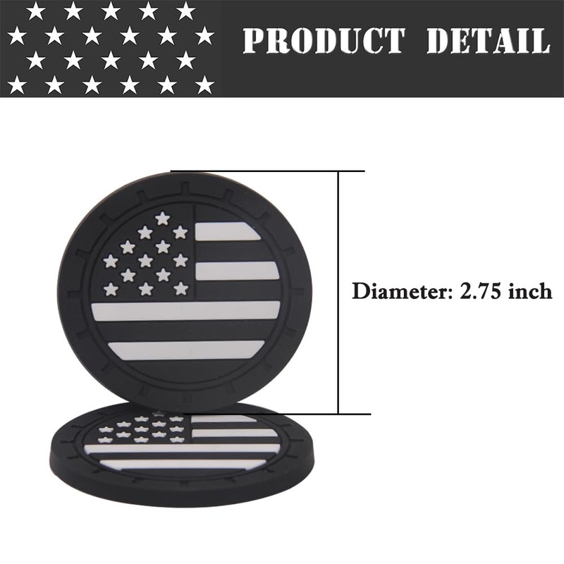 ACODABLEM 2 Pack Car Cup Holder Coaster, 2.75 Inch American
