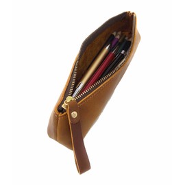 Su.B Leather Pencil Case - Pen Holder for Men and Women, Space for 15+ Pencils, Compact and Stylish, brown, Pocket organiser