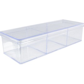 Small 3 Compartment Clear Plastic Stackable Organizer Storage Case for Cotton Balls, Sponges and Small Cosmetics