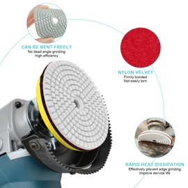 Skibetfo Set of 12 Diamond Polishing Pads 4 Inch with M14 Backer Pad,100mm Wet/Dry Tile Polishing Pads for Granite Concrete Marble Stone Quartz,50-6000 Polishing Grit Pads for Grinder Polisher
