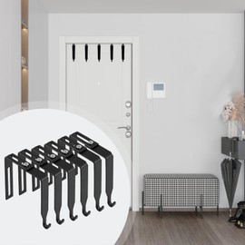 Epicover Over Door Hooks 6 Pack, Heavy Duty Metal Door Hanger Hooks, Adjustable Space Saving Storage Rack, Black Powder Coated Organizer for Bathroom Office Cubicle Partition