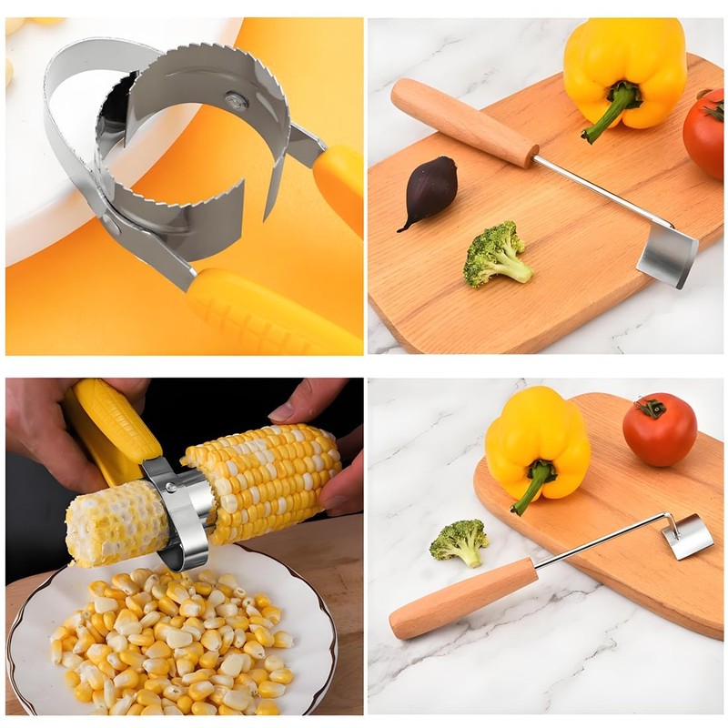 Corn Kernel Remover Combo Set - Stainless Steel Corn Stripper