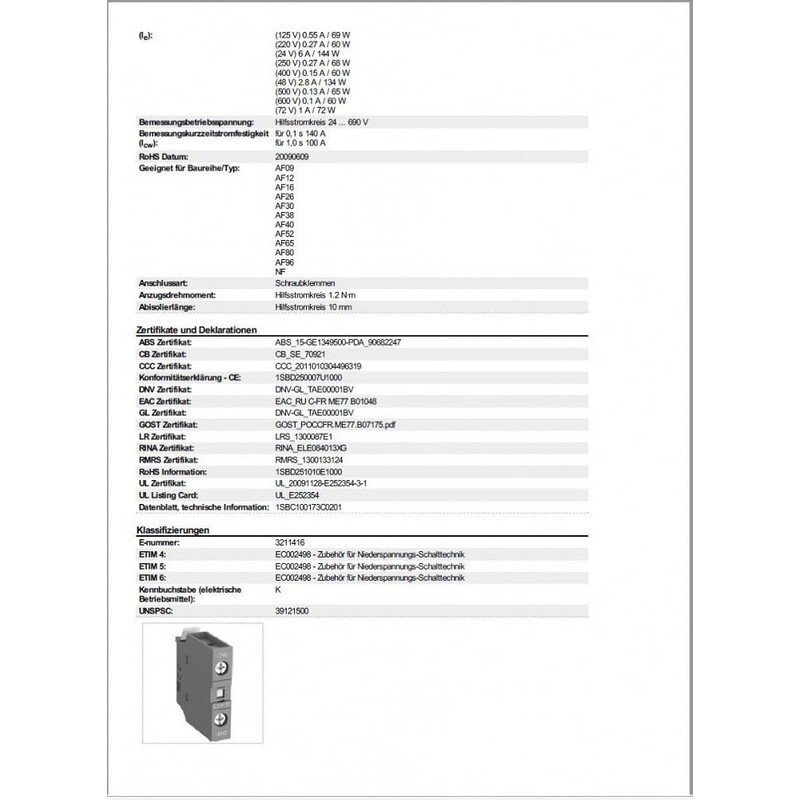 abb-entrelec CA4 – 10 – CONTACT BLOCK FRONT CA4 –