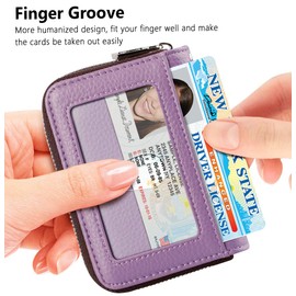 FurArt Credit Card Wallet, Zipper Card Cases Holder for Women, RFID Blocking, KeyChain Wallet, Compact Size