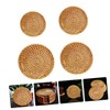 Gatuida 4Pcs Rattan Woven Heat Insulation Mats Handmade Coasters Bowl