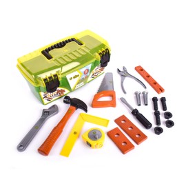 Sunny Days Entertainment John Deere 18 Piece Deluxe Tool Box – Construction Playset with Tape Measure and More Tools