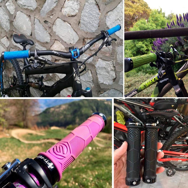 FIFTY-FIFTY Double Lock-On Mountain Bike Grips, Bicycle Handlebar Locking Grips,