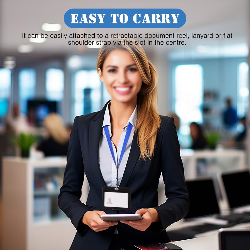HonGien 3PCS ID Badge Holder with Double-Sided Windows Pass Holder