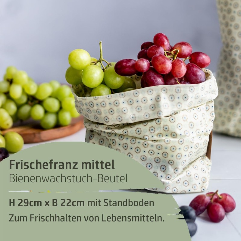 Organic Beeswax Cloth Bag FRISCHEFRANZ Medium Height 28 cm x