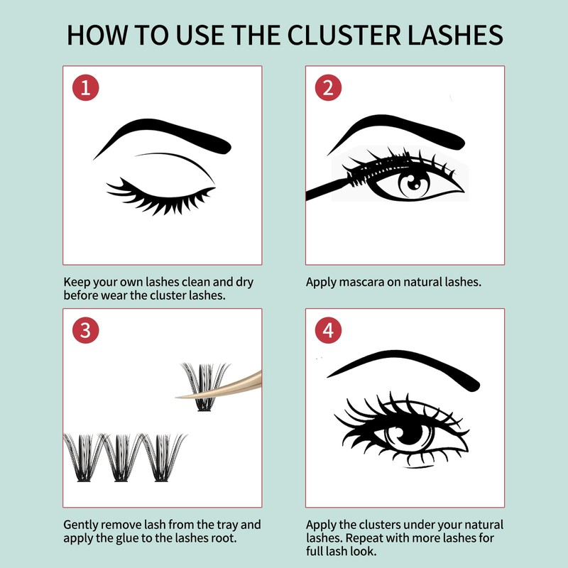 FADVAN False Eyelashes Clusters Pack of 280 50D Mix 9-16