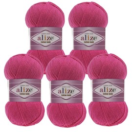 5 x 100 g Alize Cotton Gold Plain Classic Yarn Crochet Yarn Knitting Wool Choice of Colours Colour: 149 Pink