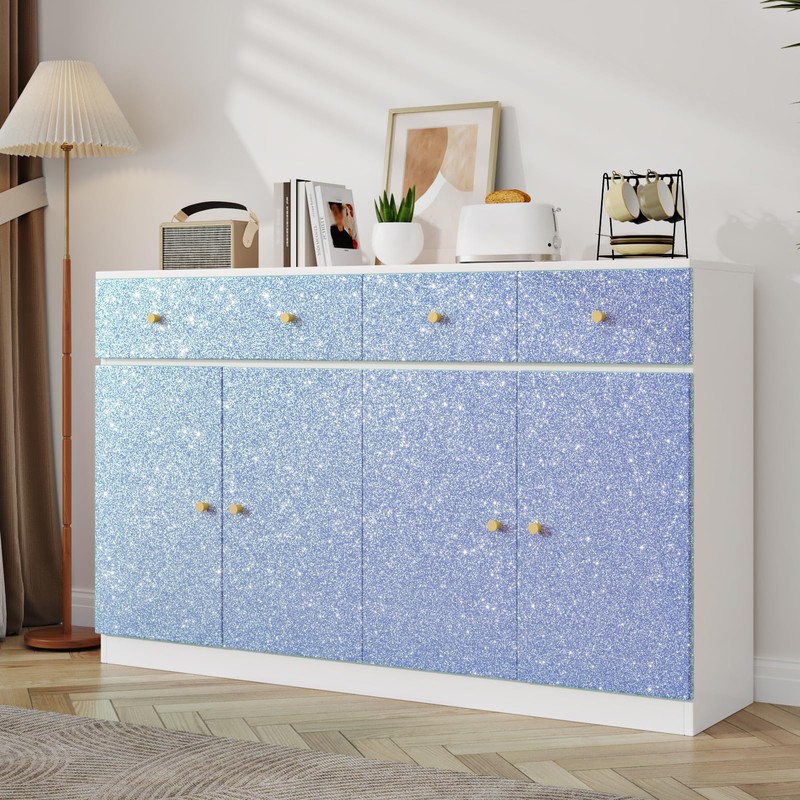 Mangoloo Dreamy Blue Glitter Wallpaper Textured Peel and Stick Wallpaper