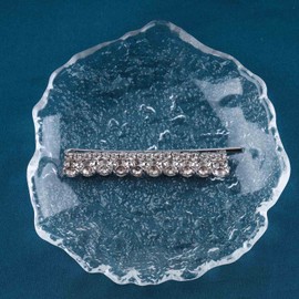 Allereyae Rhinestone Wedding Hair Clip Barrette Crystal Hairpins Barrette Silver CZ Bling Bridal Headpieces Decorative Head Clip Headwear Bridal Hair Accessories for Women (Style 2)