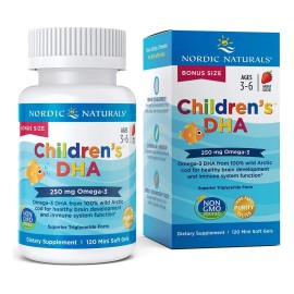 Nordic Naturals Dha para niños 250 mg Omega3 120 cápsulas blandas Imp Sabor Morango