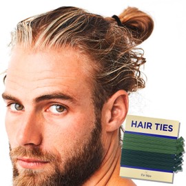 HAVHAF Knotted Mens Hair Ties For Men 8pcs (Thin, Forest) - No damage Crease Breakage Man Bun Hair Tie Men with Long Hair For Curly Thick Elastic Hair Ties For Guys | Perfect hairtie For Men