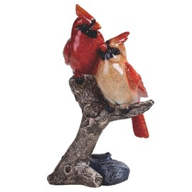 ICE ARMOR 8" H Red Northern Cardinal Couple Standing on Tree Trunk Statue Wild Animal Decoration Figurine, Multicolor (78GSC54622)