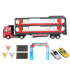 Mega Hauler Truck Alloy Transport Car Carrier Truck Toy with Ejection Race Track for Children 59.1in Red