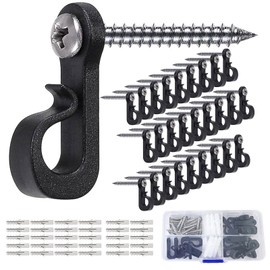 mumisuto Pack of 30 Screw Hooks, Q Hanger, Black Ceiling Hooks, Hook Screws, Eye Screws, Hook Screws and Dowels, Screw Hooks with Safety for DIY Cork Crafts Hanging Wooden Frames