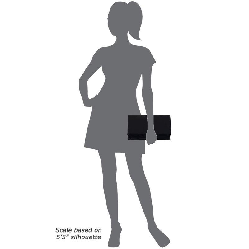 JNB Basic Patent Foldover Clutch, Black