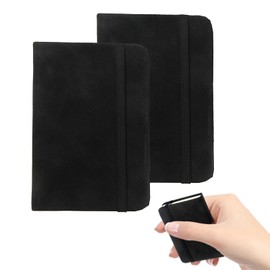 2 Pack A7 Notebook Small Pocket Leather A7 Notepad with Elastic Band Journal Lined Writing Sketching Diary Travel Memo Pad Portable Mini Notebooks 200 Pages for Office School Stationery Supplies