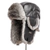 frr Leather Rabbit Fur Aviator Hat (M, Black)