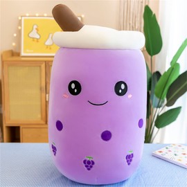 HICAS Bubble Tea Plush Pillow,Boba Plushie,Cartoon Plush Dolls Funny Milk Tea Soft Doll Tea Cup Cushion Bubble Tea Plush Toy Children's Toy Birthday Gift Purple 1, 24cm/9.45inch