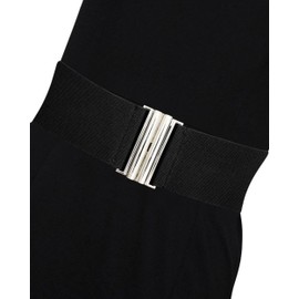 Ro Rox Florence Vintage Belt | Elasticated Belt For Women | Retro Wide Belt | Nurse 50's Style Belt | Belt With Stretch | Ladies Belts For Dresses With Silver Buckle, Black, L