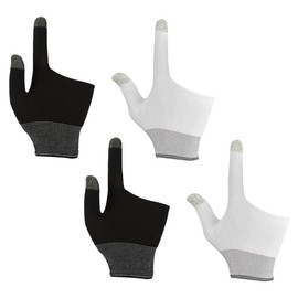 BESPORTBLE Mobile Gaming Gloves - Lightweight Touchscreen Finger Sleeves for Men & Women, Nylon & Graphene, Anti-Sweat, Breathable, 2 Pairs (Black/White)