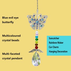 Butterfly Crystal Garden Hanging Teardrop Prism Pendant for Window Rainbow Maker Home Decorations Sunglasses Car Hanging Accessories Decorations (Butterfly)
