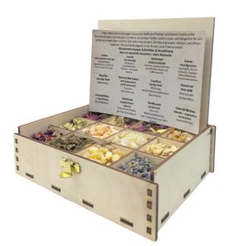 Heilkräuter Manufaktur Smoking Box Gift Box with 12 Varieties of Incense Mixtures Self-Love and Heart Opening, 14 x 10 x 4 cm