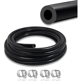 Vacuum Hose Automotive, 5FT ID 1/4"(6mm) Vacuum Hose, 130PSI Max Pressure (4pcs Clamps include).