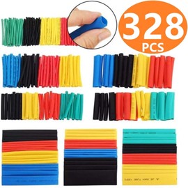 Y Yakunitatsu Heat Shrink Tubing Insulation Tube, Waterproof, High Flame Retardant, Shrink Tubing, Black, Φ0.04-0.5 inches (1-13 mm) (Set of 328 Pieces)
