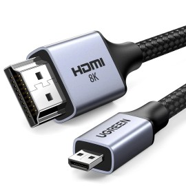 UGREEN 8K Micro HDMI to Cable 6.6FT, 2.1 Aluminum Shell Grey