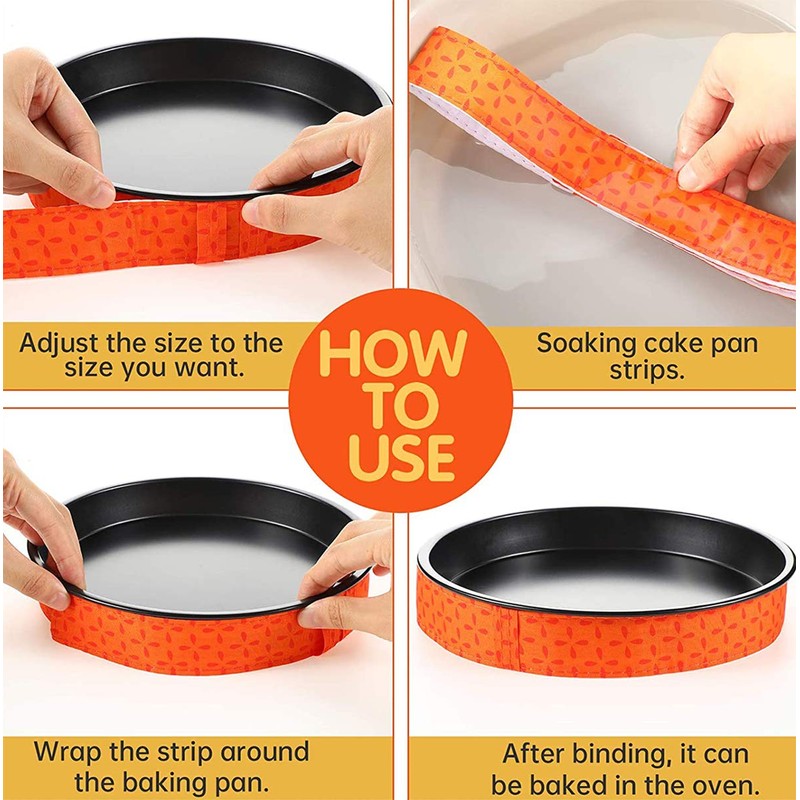 UpTuoLi Cotton Baking Pan Strips, 2-Piece Set, Red, 6-Inch, 8-Inch,