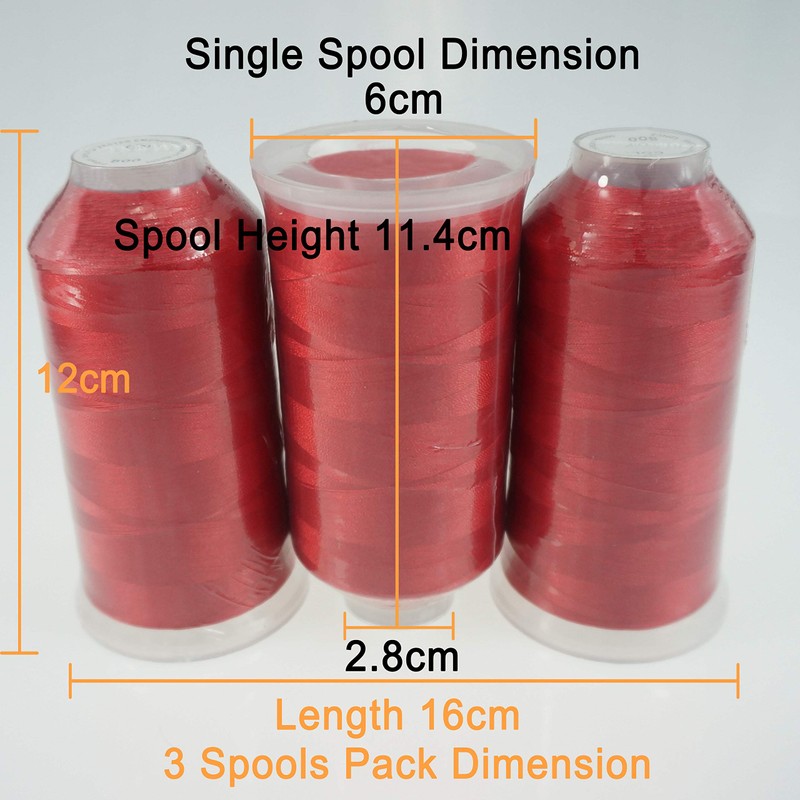New brothread Set of 3 Red Colours Polyester Machine Embroidery