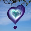 DJUAN Wind Spinner Purple-Green Gradient Love Heart 3D Metal Hanging