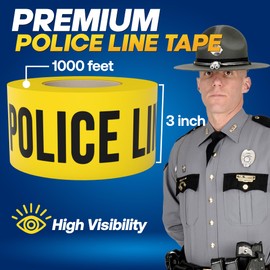Police Line Do Not Cross Barricade Tape 6 Pack 3 inch X 1000 feet • Bright Yellow with a Bold Black Print • 3 in. Wide for Maximum Readability • Tear Resistant