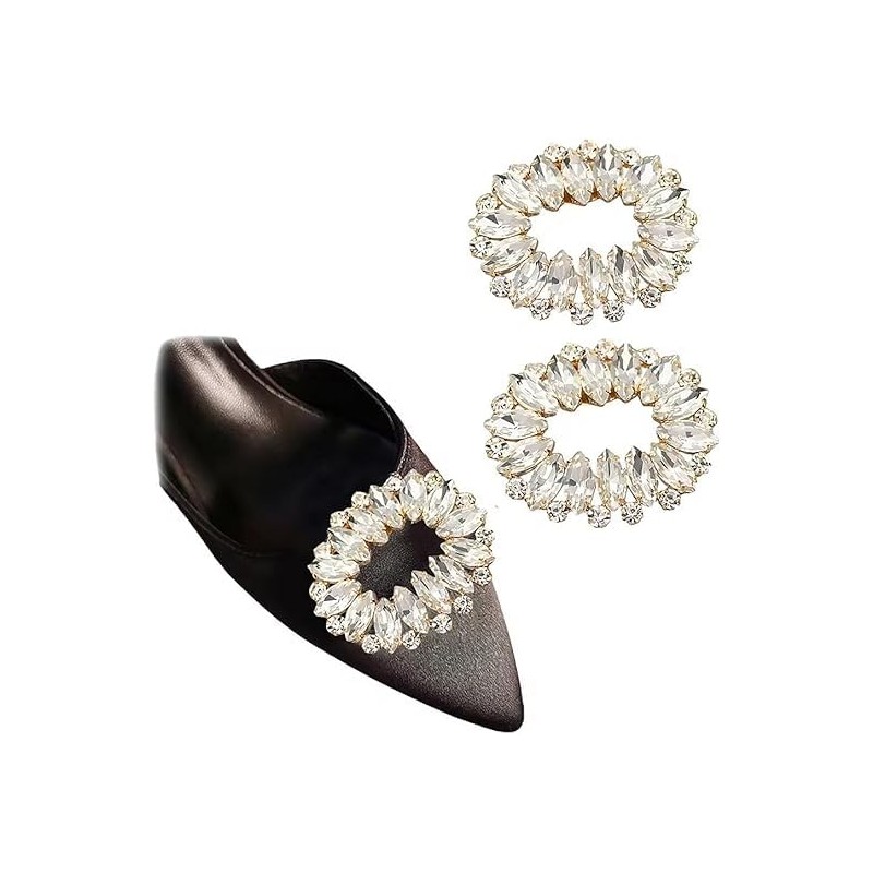 TRIXES 1 Pair Oval Rhinestone Shoe Clips - Elegant Clip