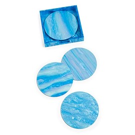 Kim Seybert Women's Mirage Coaster Set of 6, Aqua, Blue, One Size