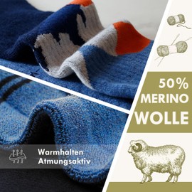 qpyysz Merino Socks Men's Wool Socks Women's Warm Hiking Socks Thick Thermal Socks Colourful 2 Pairs Compression Socks Outdoor Winter Running Socks 35-51, blue